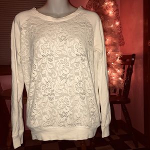 LIKE NEW Y2K Forever 21 Cream White Lace Sweater SMALL